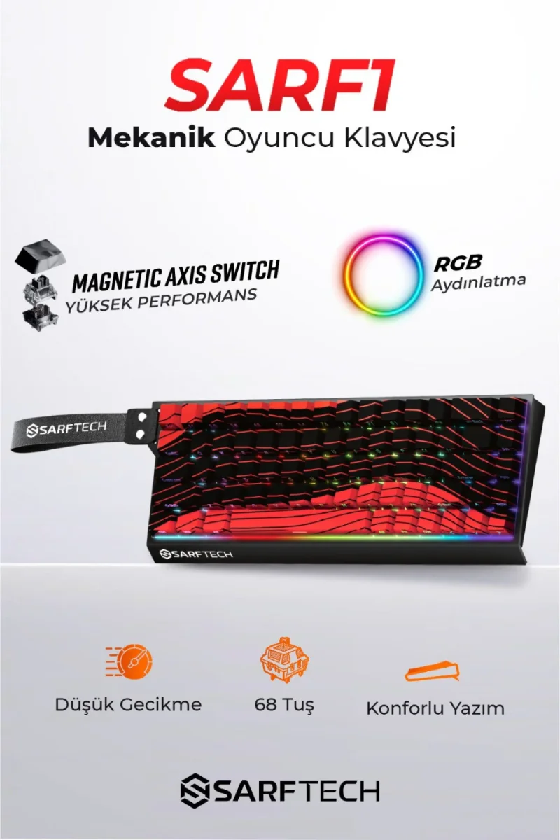 Sarftech Mantetik Switch 0.126 Süper Tepkime Tutacaklı RGB Yazılımlı Gaming Oyuncu Klavyesi