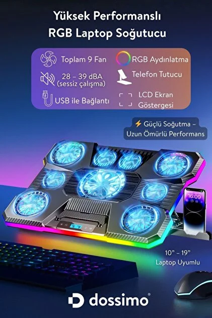 Dossimo Nitro S24 9 Fanlı Laptop Soğutucu