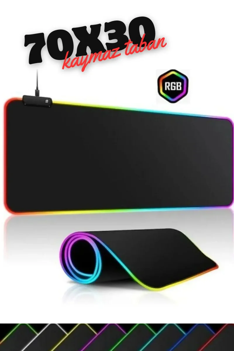 70x30 Siyah Rgb  Işıklı Mousepad