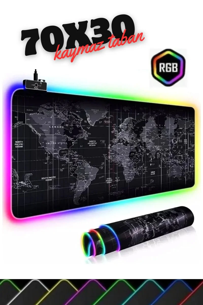 70x30 Dünya Rgb  Işıklı Mousepad