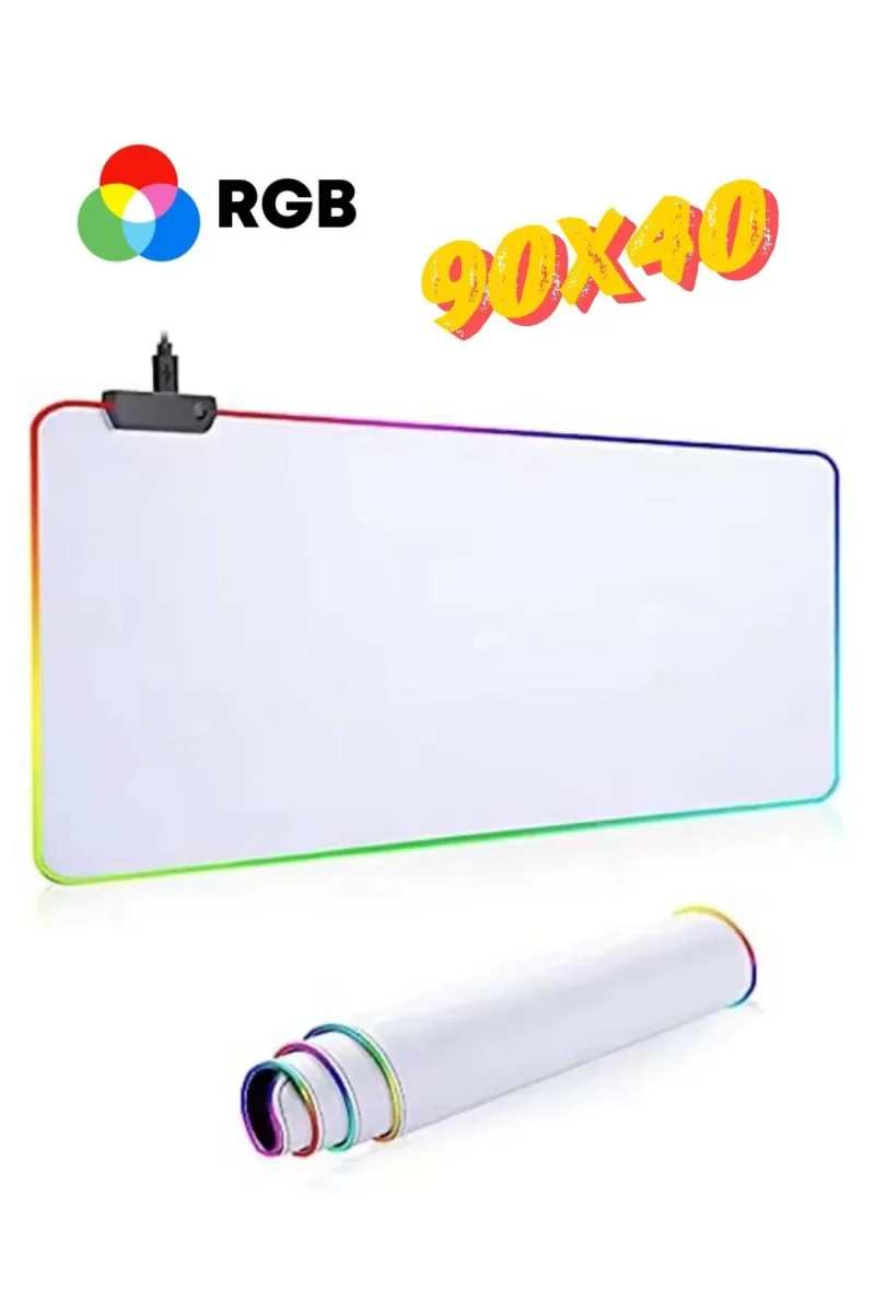 90x40 Beyaz Rgb  Işıklı Mousepad