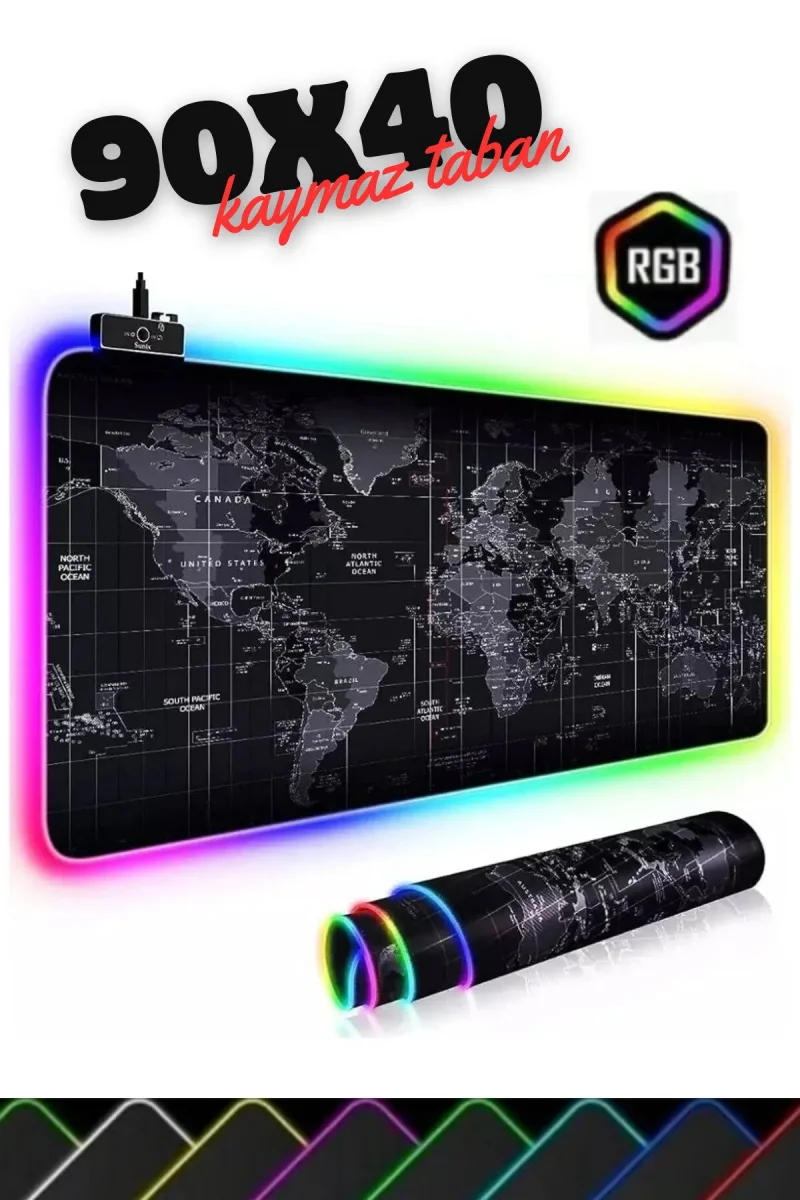 90x40 Dünya Rgb  Işıklı Mousepad