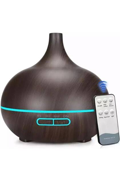 AUS-01 - 500ml Ahşap Görünümlü Aromaterapi Hava Nemlendirici - 7 Renkli Led , Sessiz Çalışma