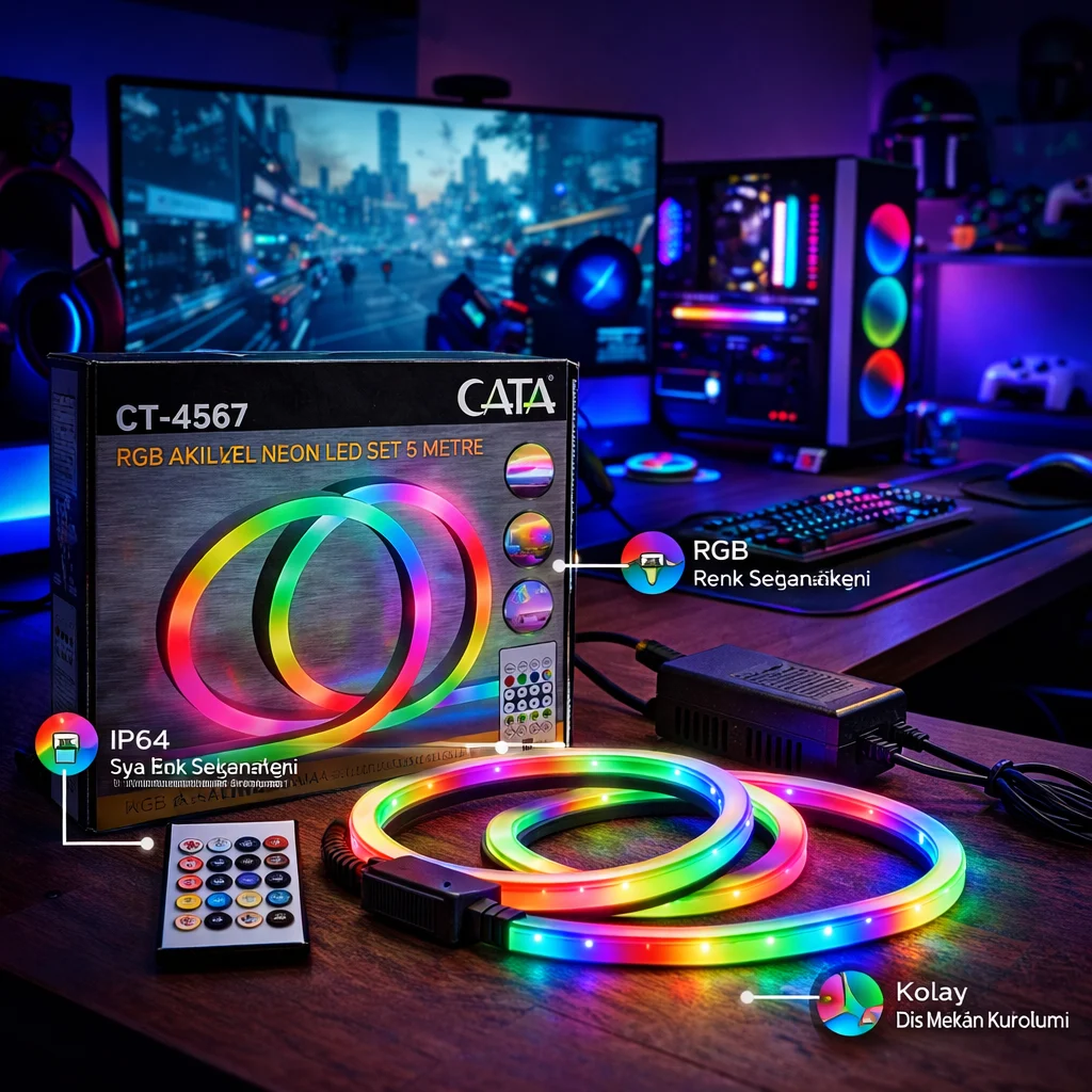 Cata CT-4567 Piksel Neon LED USB Girişli 5V 5 Metre Kumandalı – Tak Çalıştır Set