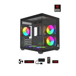 Darkrage Gaming Tower Kasa 5 Fanlı ARGB Akvaryum Kasa siyan