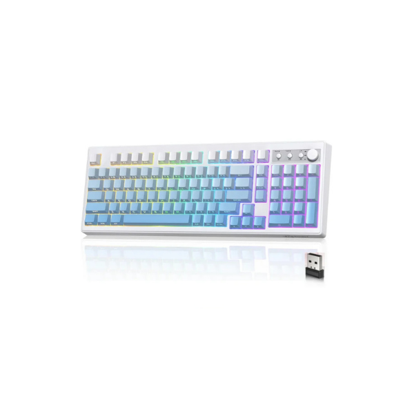Freewolf K100 102 Tuş RGB Mebran Kablosuz BT+2.4Ghz Triple Mod Gaming Oyuncu Klavyesi -g