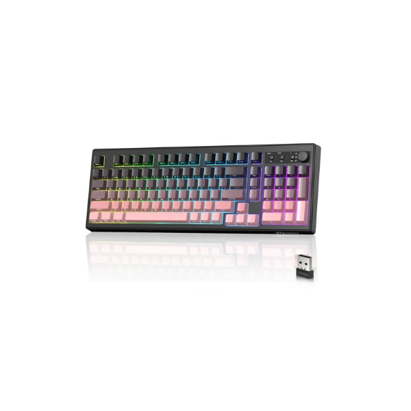Freewolf K100 102 Tuş RGB Mebran Kablosuz BT+2.4Ghz Triple Mod Gaming Oyuncu Klavyesi -b